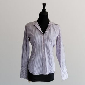 Ann Taylor Purple Striped Button Down Shirt